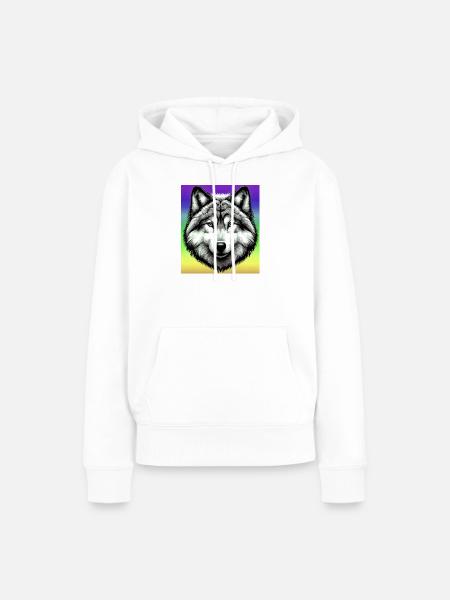 Wolf - Frauen Premium Bio Hoodie - Weiß