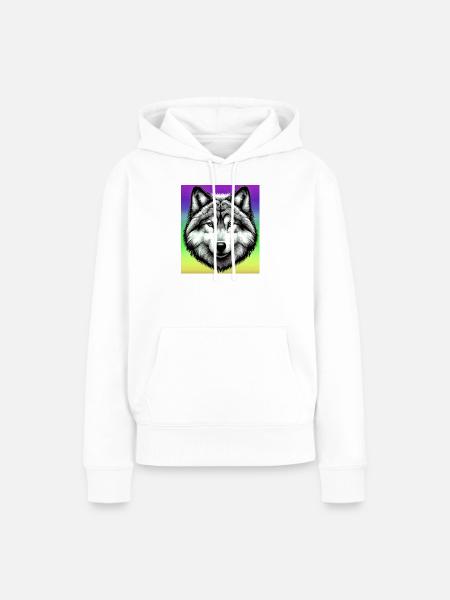 Wolf - Frauen Premium Bio Hoodie - Weiß