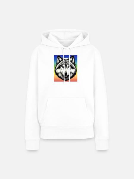 Wolf - Frauen Premium Bio Hoodie - Weiß