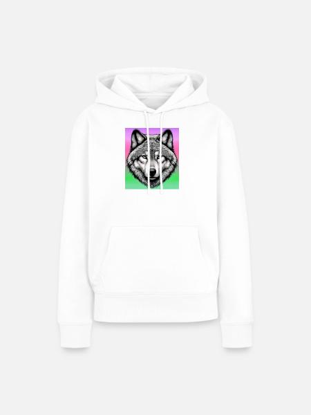 Wolf - Frauen Premium Bio Hoodie - Weiß