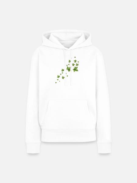 Schwebende Efeublätter Aquarell Illustration - Frauen Premium Bio Hoodie - Weiß