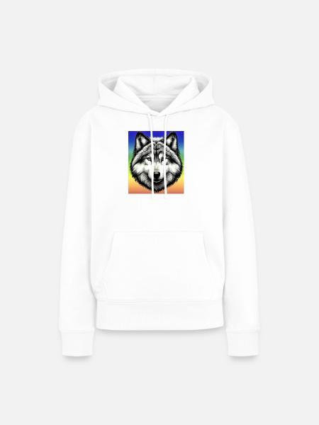 Wolf - Frauen Premium Bio Hoodie - Weiß