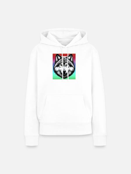 Wolf - Frauen Premium Bio Hoodie - Weiß
