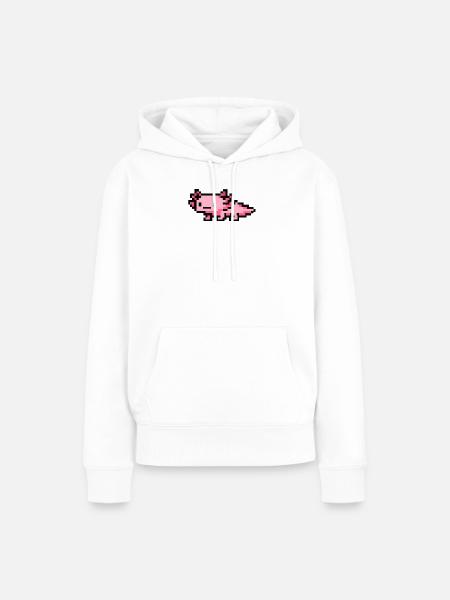 Pixelated Pink Pixel Art Axolotl - Frauen Premium Bio Hoodie - Weiß