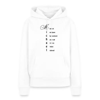 Michael - Sweat à capuche Premium bio Femme - blanc - Devant - Julia (174cm)
