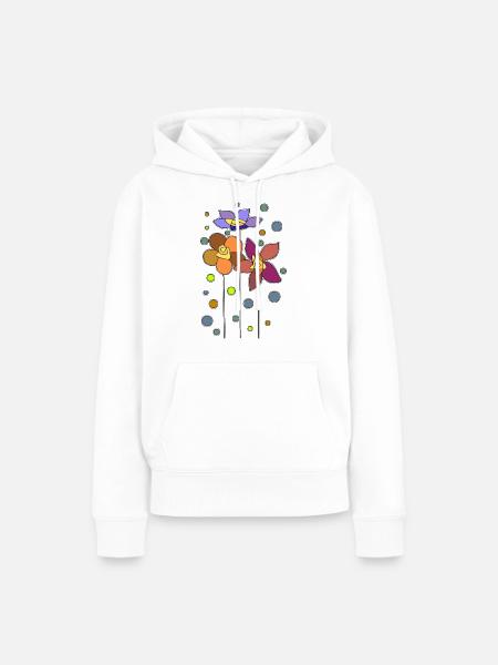 Blumen - Frauen Premium Bio Hoodie - Weiß