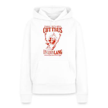 Cottbus Tradition Football Cadeau - Sweat à capuche Premium bio Femme - blanc - Devant - Julia (174cm)