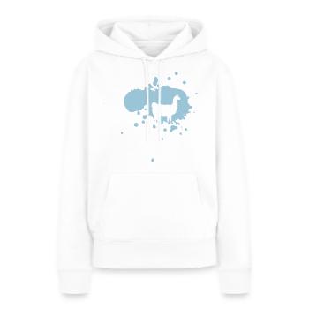 Lama im Farbklecks - Frauen Premium Bio Hoodie - Weiß - Vorne - Julia (174cm)