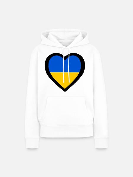 Ukraine - Frauen Premium Bio Hoodie - Weiß