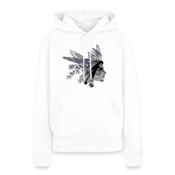 Indischer Schamane mit einer Kräuterfahne - Frauen Premium Bio Hoodie - Weiß - Vorne - Julia (174cm)