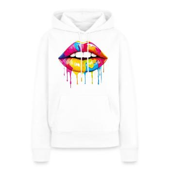 Lippen Bunt Lippenstift Kussmund Pop Art Kunst - Frauen Premium Bio Hoodie - Weiß - Vorne - Julia (174cm)