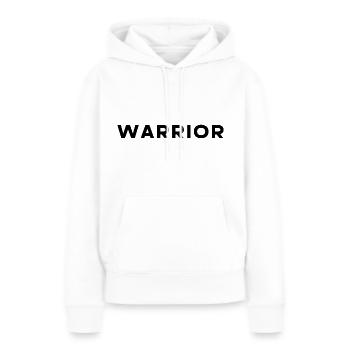 WARRIOR - Frauen Premium Bio Hoodie - Weiß - Vorne - Julia (174cm)