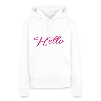 hello - Sweat à capuche Premium bio Femme - blanc - Devant - Julia (174cm)