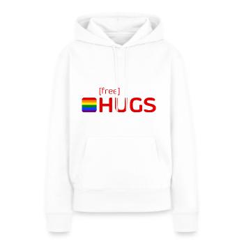 [free] HUGS - Frauen Premium Bio Hoodie - Weiß - Vorne - Julia (174cm)