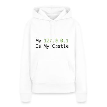 My 127.0.0.0.1 Is My Castle - Sweat à capuche Premium bio Femme - blanc - Devant - Julia (174cm)