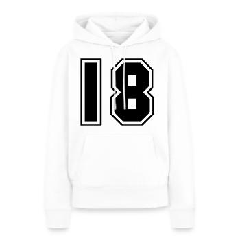 Nummer 18 College Style Sport Design - Frauen Premium Bio Hoodie - Weiß - Vorne - Julia (174cm)