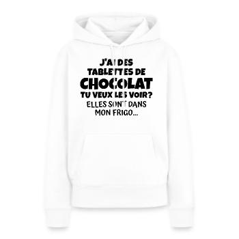 j'ai des tablettes de chocolat - Sweat à capuche Premium bio Femme - blanc - Devant - Julia (174cm)
