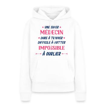 médecin - Sweat à capuche Premium bio Femme - blanc - Devant - Julia (174cm)