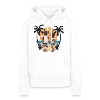 Escapade romantique - Sweat à capuche Premium bio Femme - blanc - Devant - Julia (174cm)