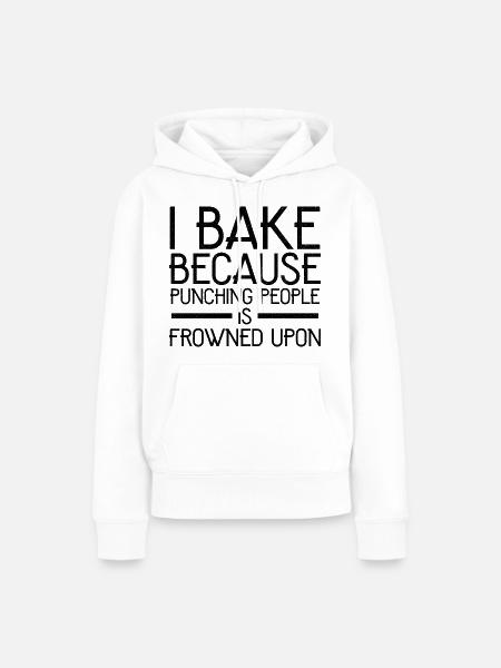 I bake because punching people - Frauen Premium Bio Hoodie - Weiß