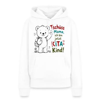 Kita Abschiedsbär mit Gruß - Frauen Premium Bio Hoodie - Weiß - Vorne - Julia (174cm)