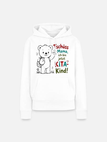 Kita Abschiedsbär mit Gruß - Frauen Premium Bio Hoodie - Weiß