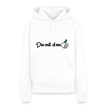 Die mit dem grünen Daumen - Frauen Premium Bio Hoodie - Weiß - Vorne - Julia (174cm)