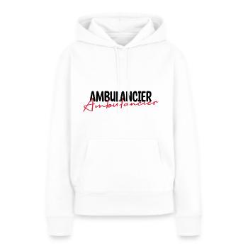 Ambulancier. - Sweat à capuche Premium bio Femme - blanc - Devant - Julia (174cm)