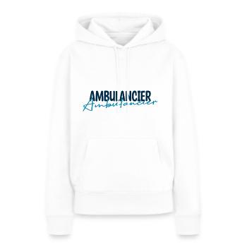 Ambulancier. - Sweat à capuche Premium bio Femme - blanc - Devant - Julia (174cm)