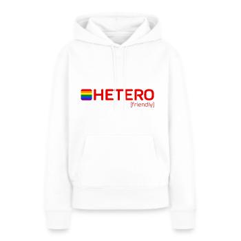 HETERO [friendly] - Frauen Premium Bio Hoodie - Weiß - Vorne - Julia (174cm)