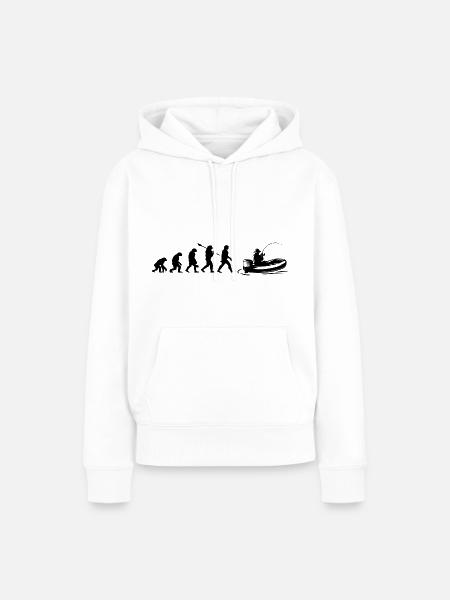 Evolution Fischerboot | Fischer Geschenk - Frauen Premium Bio Hoodie - Weiß