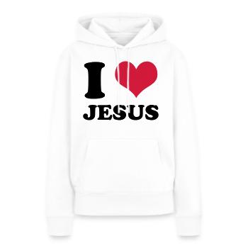 I Love Jesus - Frauen Premium Bio Hoodie - Weiß - Vorne - Julia (174cm)