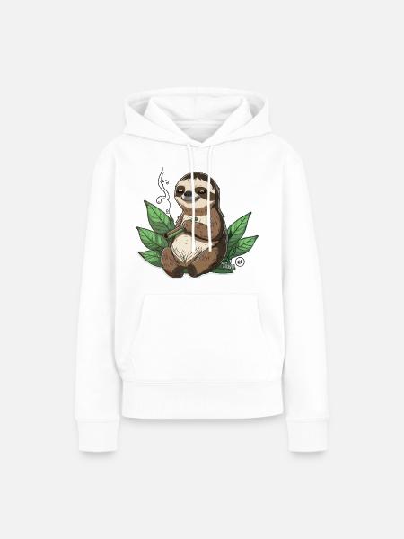 Faultier High Life - Frauen Premium Bio Hoodie - Weiß