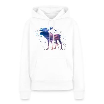 Aquarelle d'orignal - Sweat à capuche Premium bio Femme - blanc - Devant - Julia (174cm)