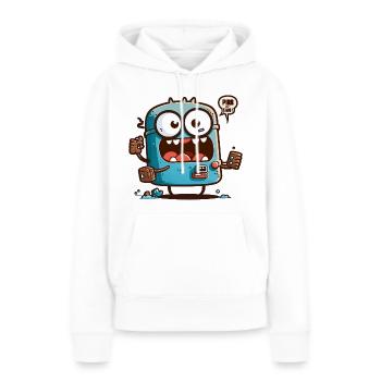 Votre compagnon du matin - Sweat à capuche Premium bio Femme - blanc - Devant - Julia (174cm)