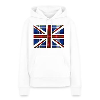 tartan union jack - Sweat à capuche Premium bio Femme - blanc - Devant - Julia (174cm)