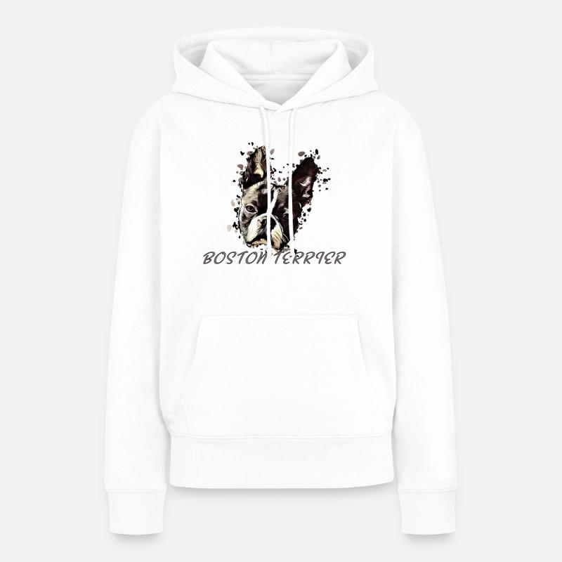 Boston Terrier Comic - Sweat à capuche Premium bio Femme - blanc