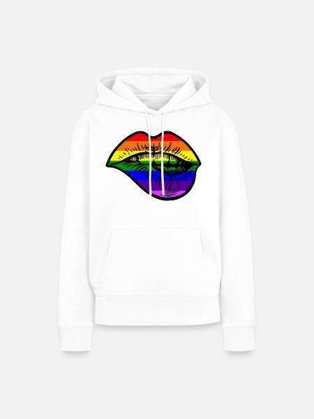 Pride Lips - Frauen Premium Bio Hoodie - Weiß