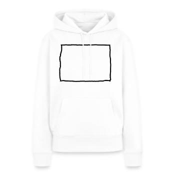 Badge nominatif sous forme de tableau - Sweat à capuche Premium bio Femme - blanc - Devant - Julia (174cm)
