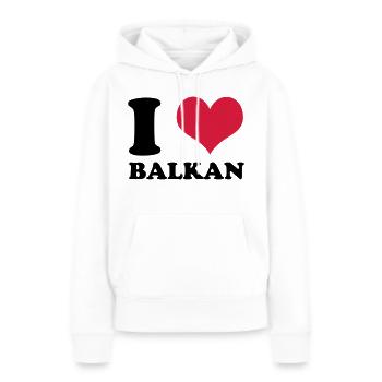 J'aime les Balkans - Sweat à capuche Premium bio Femme - blanc - Devant - Julia (174cm)