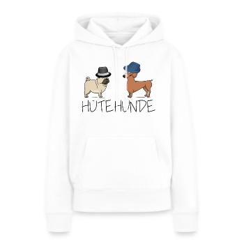Hütehunde 2 Hunde mit Hut [schwarze Schrift] - Frauen Premium Bio Hoodie - Weiß - Vorne - Julia (174cm)