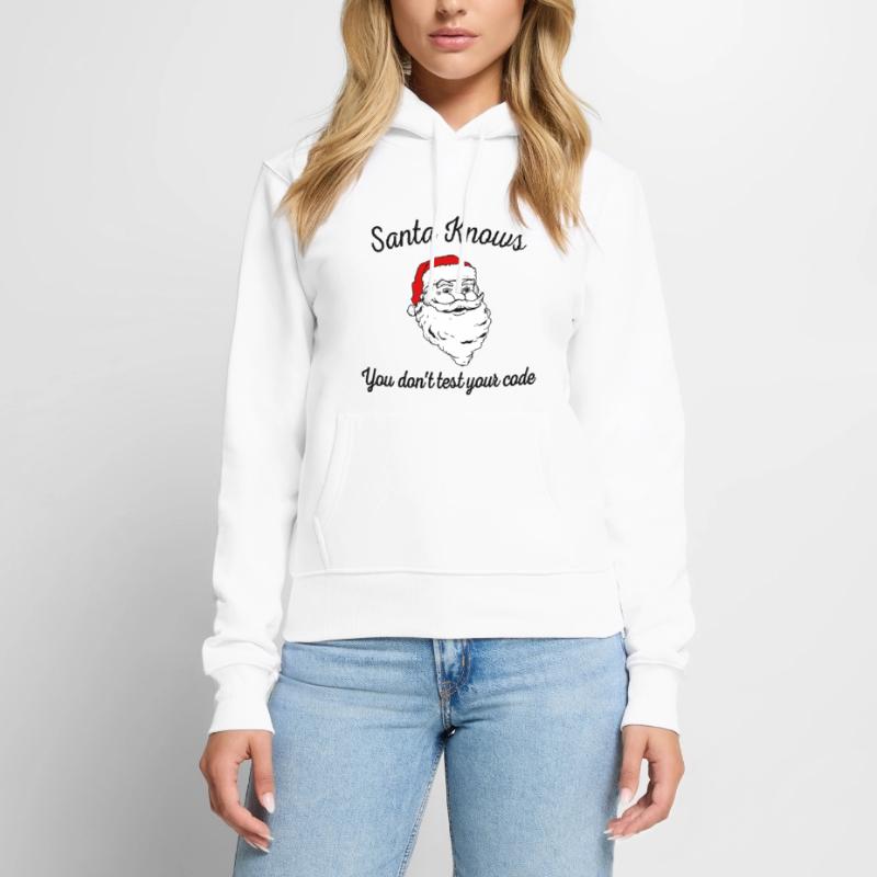 Santa Knows You Don't Test Your Code Funny Develop Women’s Premium Organic Hoodie