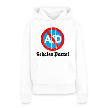 ANTI AFD SCHEISS PARTEI - Frauen Premium Bio Hoodie - Weiß - Vorne - Julia (174cm)
