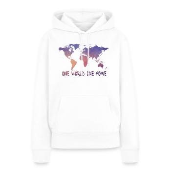 Un monde un monde carte du monde - Sweat à capuche Premium bio Femme - blanc - Devant - Julia (174cm)