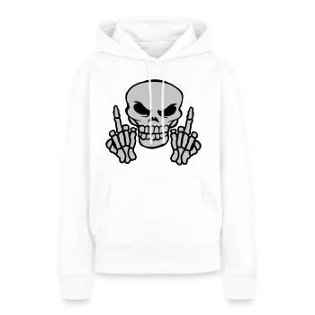 Les doigts du milieu montrent un crâne maléfique - Sweat à capuche Premium bio Femme - blanc - Devant - Julia (174cm)