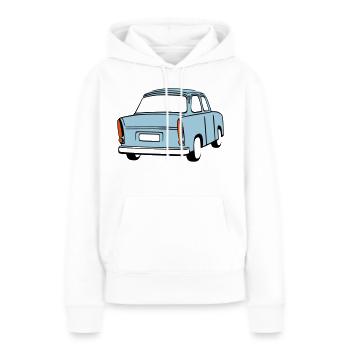 Trabi  bleu ciel - Sweat à capuche Premium bio Femme - blanc - Devant - Julia (174cm)
