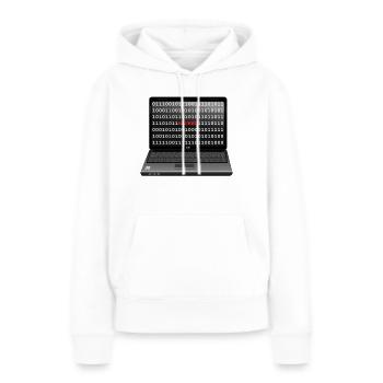 Ordinateur portable piraté - Sweat à capuche Premium bio Femme - blanc - Devant - Julia (174cm)