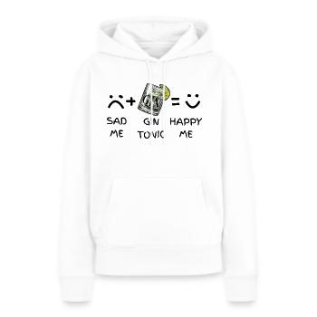 Triste moi (triste) + Gin Tonic = Happy Me - Sweat à capuche Premium bio Femme - blanc - Devant - Julia (174cm)