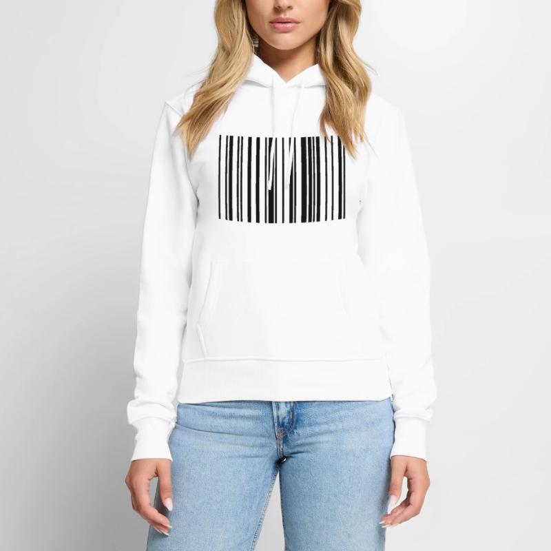 Bande de code à barres rayée Sweat à capuche Premium bio Femme