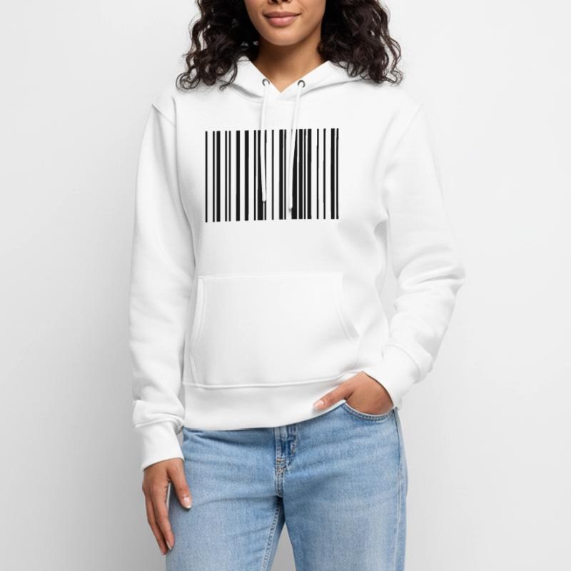 Bande de code à barres rayée Sweat à capuche Premium bio Femme